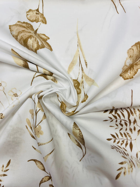 Image of 100% cotton fabric - brown herbarium 125 g/m² – available at Šarlotes audumi