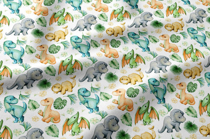 Image with 100% cotton fabric - dino 125 g/m² – available at Šarlotes audumi