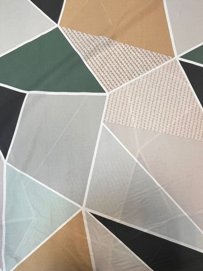 Image of 100% cotton fabric - geometric triangles 220cm 130 g/m² – available at Šarlotes audumi