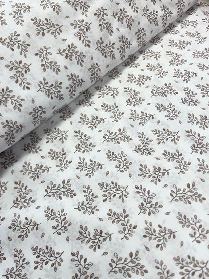 100% Cotton fabric - wooden twigs 125 g/m²