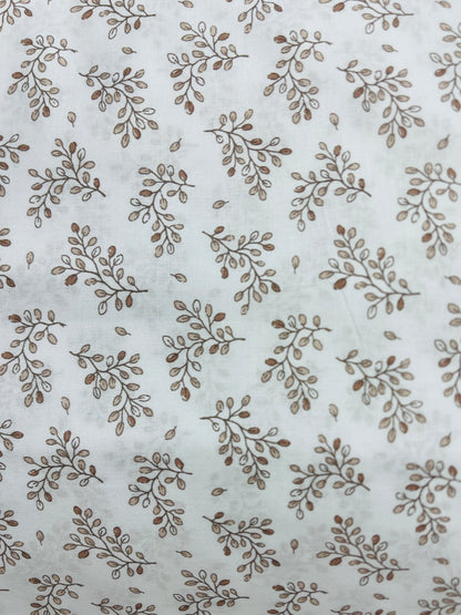 100% Cotton fabric - wooden twigs 125 g/m²