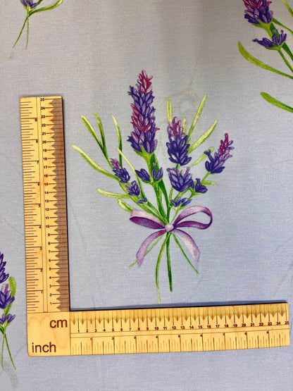 Image with 100% cotton fabric - lavender sprigs light blue 220cm 130 g/m² – available at Charlotte’s Fabrics