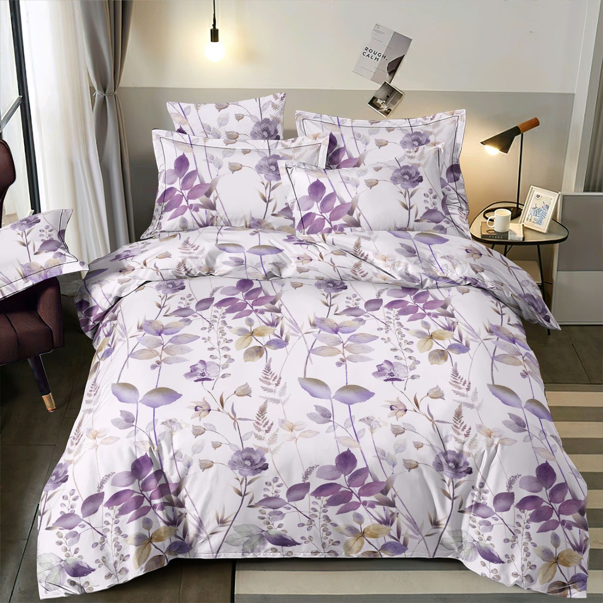 Image with 100% cotton fabric - Lilac Meadow 220cm 146 g/m² – available at Šarlotes audumi