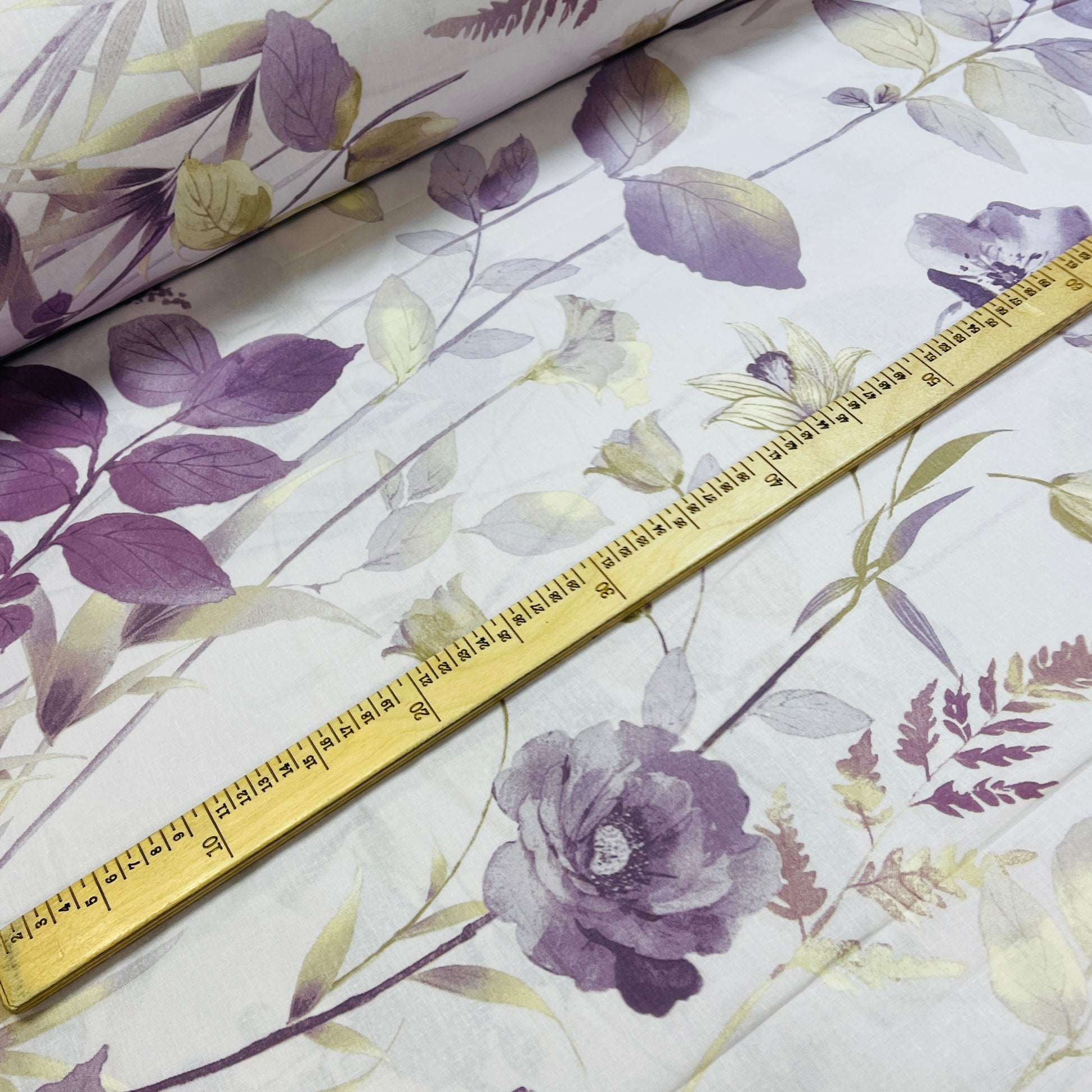 Image of 100% cotton fabric - lilac meadow 220cm 146 g/m² – available at Šarlotes audumi