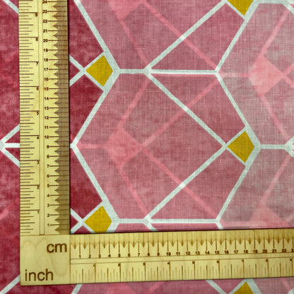 Tkanina 100% bawełniana – czarne i różowawe geometryczne wzory 125 g/m²
