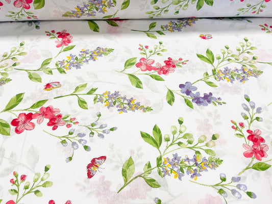 100% Cotton fabric- spring flowers 220cm 125 g/m²