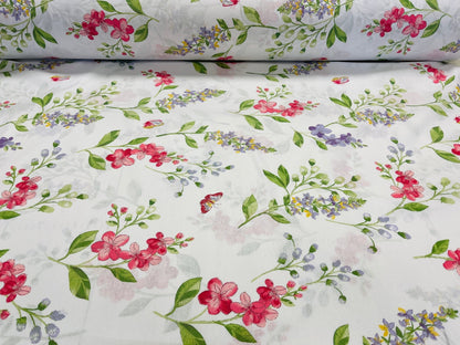 100% Cotton fabric - spring flowers 220cm 125 g/m²