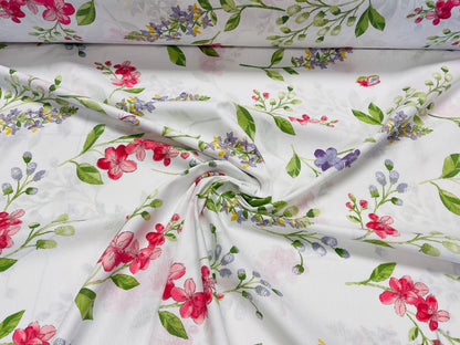 100% Cotton fabric - spring flowers 220cm 125 g/m²