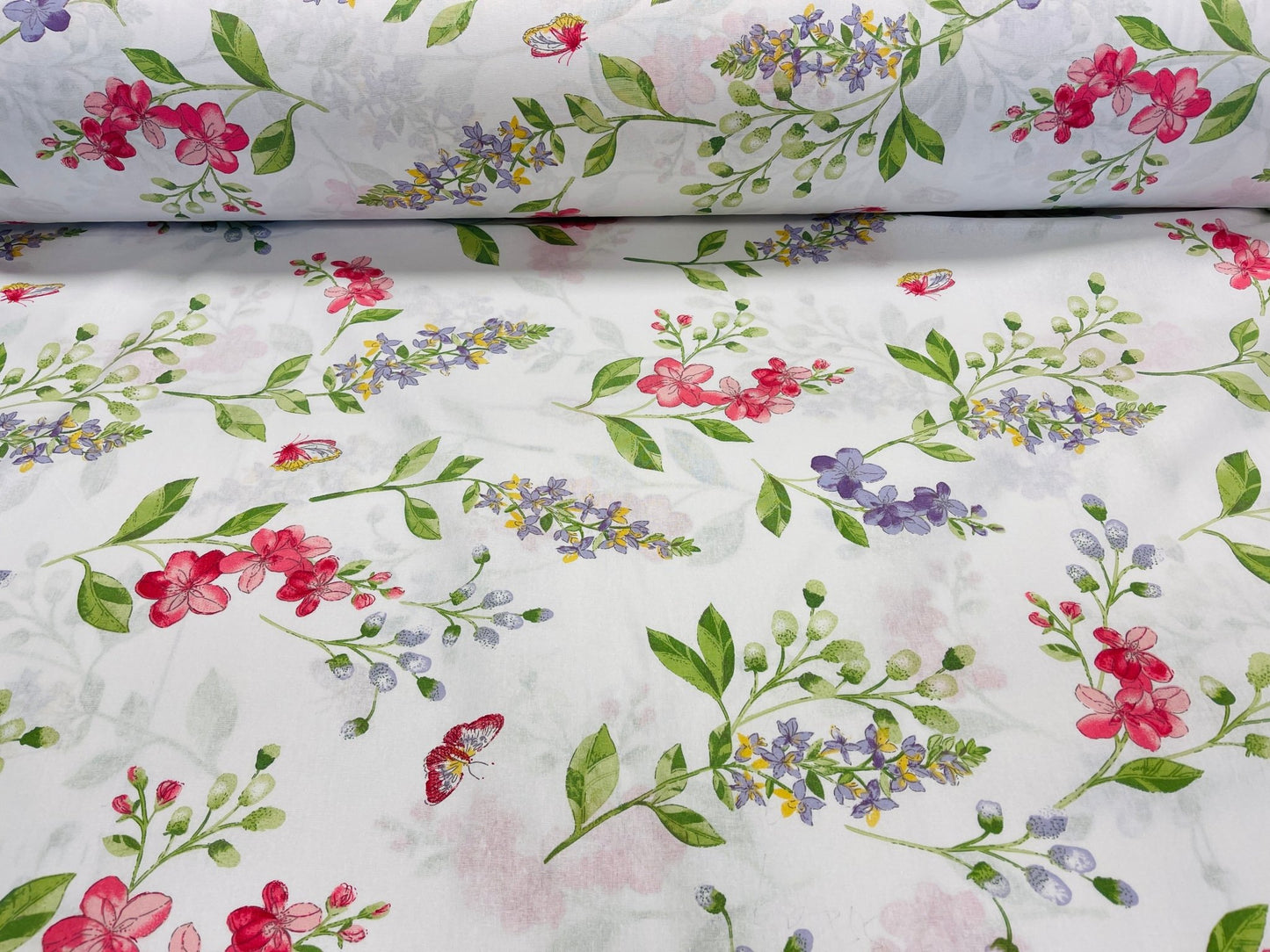 100% Cotton fabric - spring flowers 220cm 125 g/m²