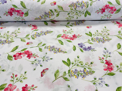 100% Cotton fabric - spring flowers 220cm 125 g/m²