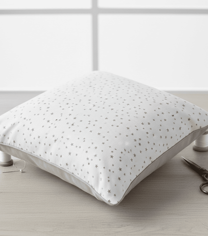 Tkanina 100% bawełniana – szare gwiazdki 125 g/m² – dostępna Šarlotes audumi