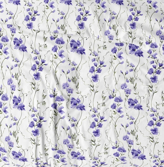 Image of 100% cotton fabric - floral peas 125 g/m² – available at Šarlotes audumi