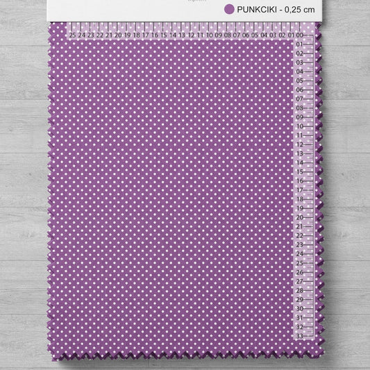 Image of 100% cotton fabric - dots Ø2 mm on lilac 125 g/m²(coming soon) – available at Šarlotes audumi