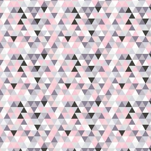 Image with 100% Cotton Fabric - Pink Triangles 125 g/m² – available at Šarlotes audumi