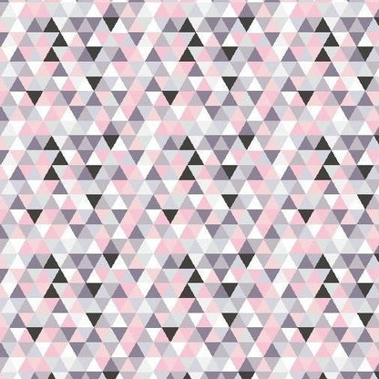 Image with 100% Cotton Fabric - Pink Triangles 125 g/m² – available at Šarlotes audumi