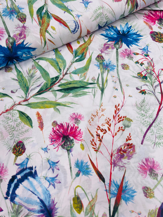 Image of 100% cotton fabric - cornflowers 125 g/m² – available at Šarlotes audumi