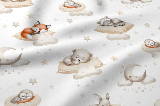 Image of 100% cotton fabric - sweet little dreams for teddy bears on white 125 g/m² – available at Šarlotes audumi