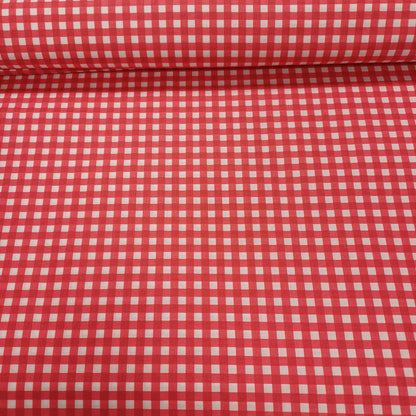 100% bawełniana tkanina w czerwone kratki 130 g/m²
