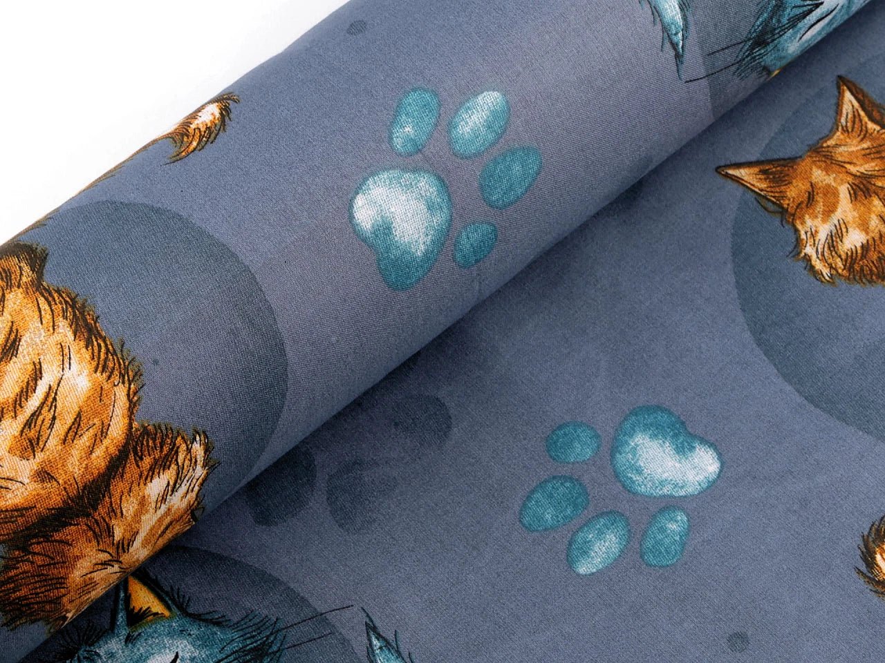 Grafika z tkaniny 100% bawełnianej – szalone koty 125 g/m² – dostępne w Šarlotes audumi