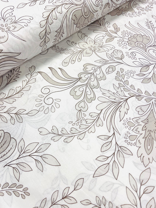 100% Cotton fabric - floral outlines 220 cm 125 g/m²