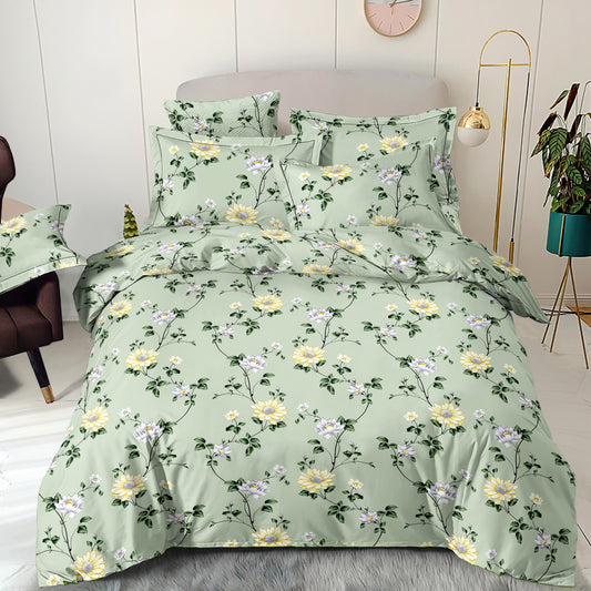 Image with 100% cotton fabric - flower meadow sage green 220cm 130 g/m² – available at Charlotte's Fabrics