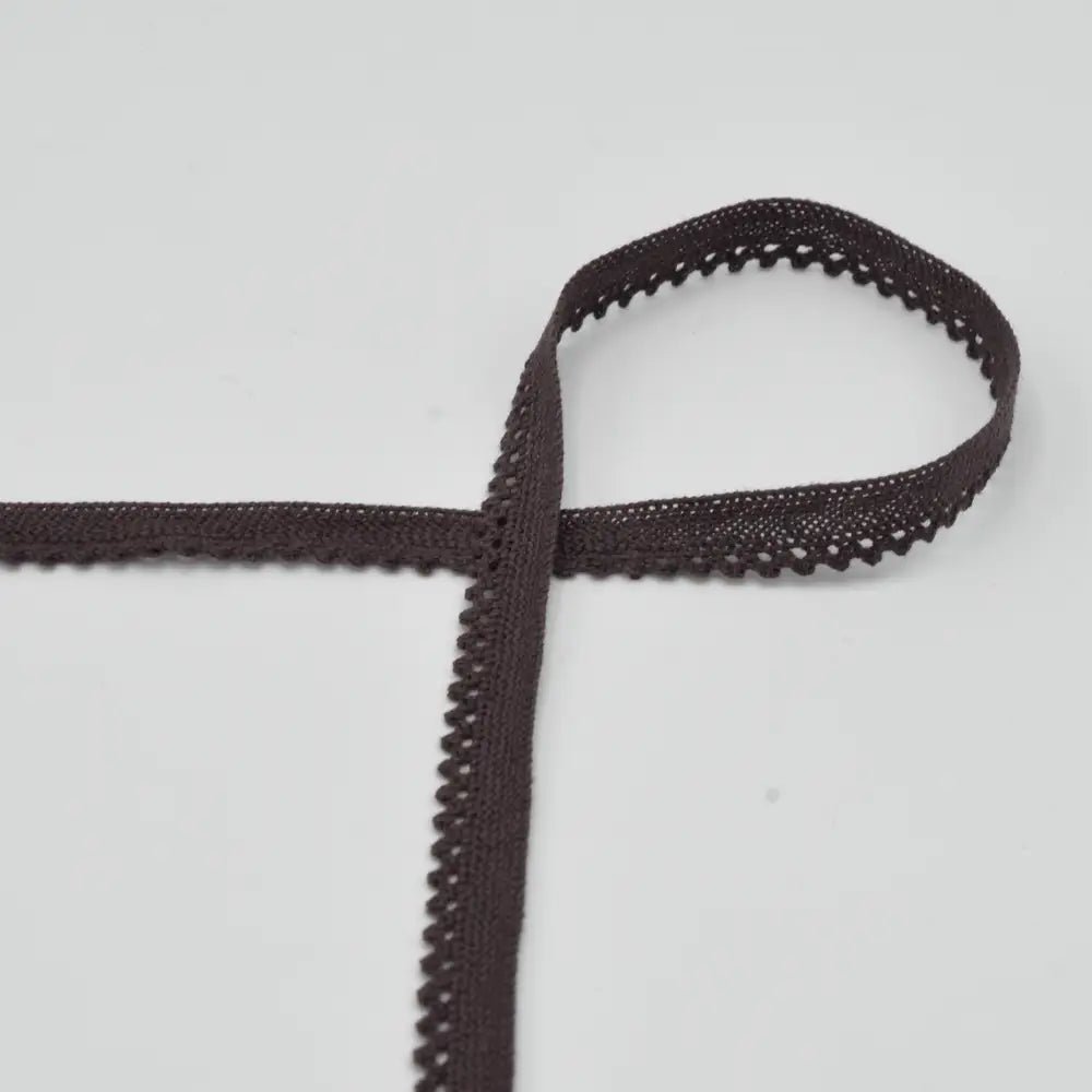 Image with 100% cotton lace 1 cm - chocolate brown – available at Charlotte's Fabrics