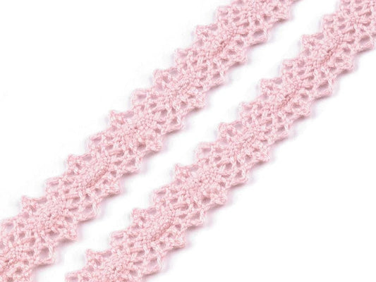 Image of 100% cotton lace 1.2 cm - pink – available at Šarlotes audumi