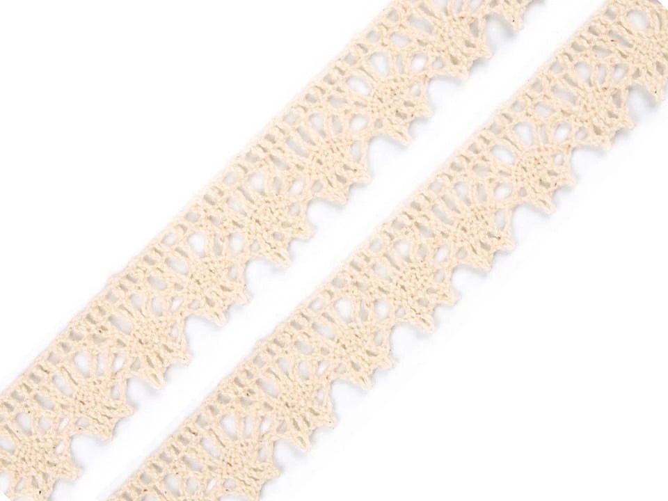 Zdjęcie z koronką z 100% bawełny - 1,5 cm, naturalna – dostępna w Šarlotes audumi