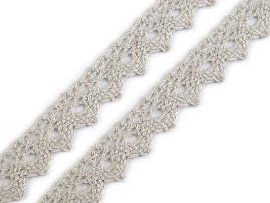 100% Cotton lace - 1.5 cm light gray