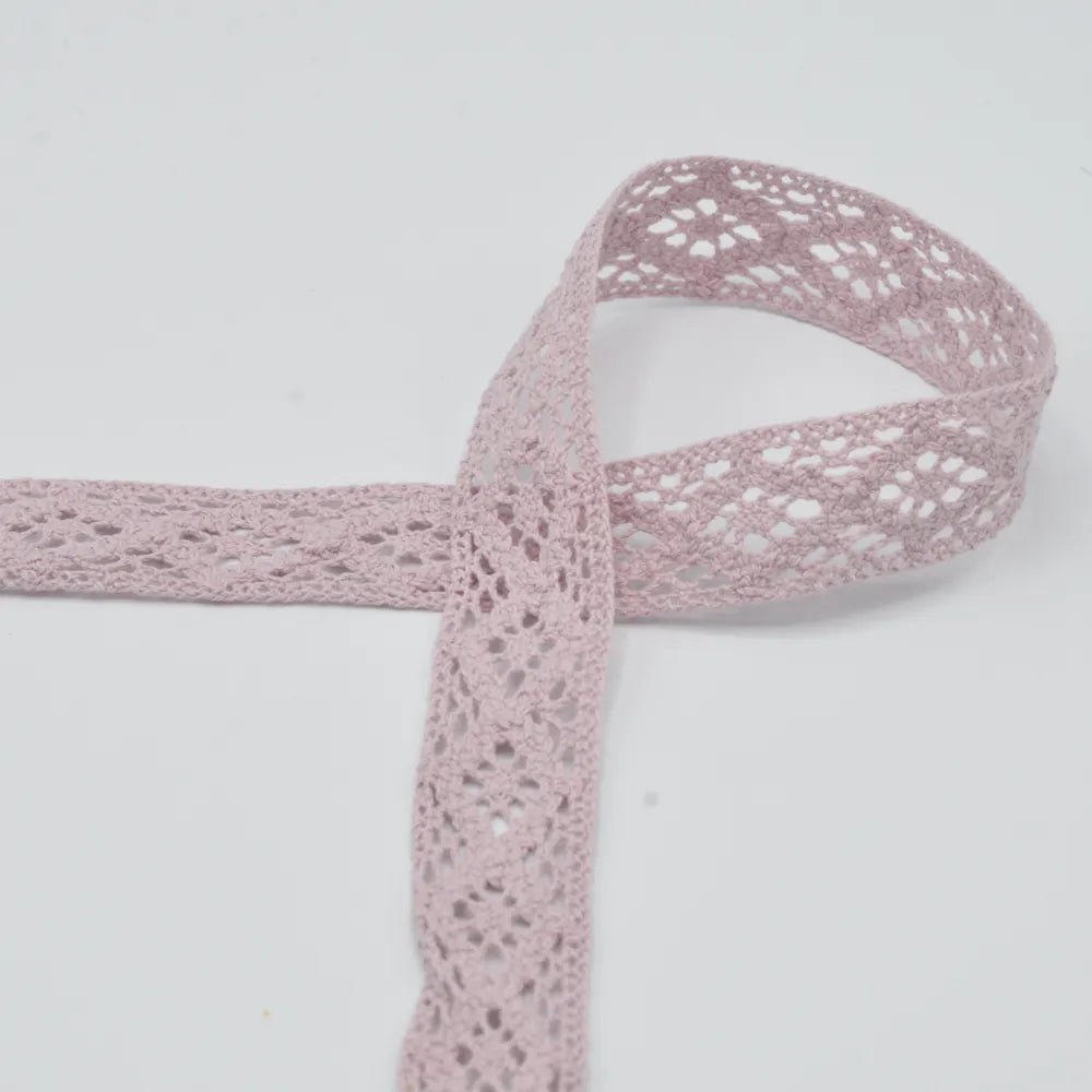 100% koronkowa bawełna - 2 cm, pudrowy róż