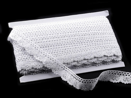 Image of 100% cotton lace 2.5 cm - white - available at Šarlotes audumi