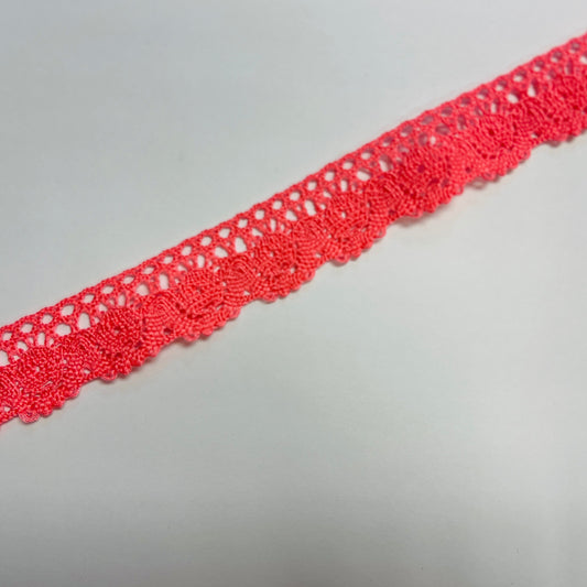 Image of 100% cotton lace 2.5 cm - coral – available at Charlotte's Fabrics