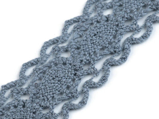 100% Cotton lace - 2.5 cm gray