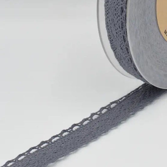 Image with 100% cotton lace 2.5 cm - ash gray – available at Charlotte's Fabrics