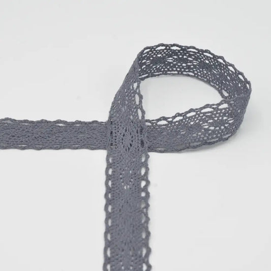 Image of 100% cotton lace, 2.5 cm - ash gray – available at Šarlotes audumi