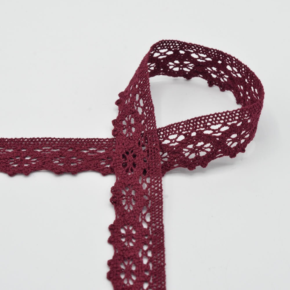 100% Cotton Lace - 3 cm Burgundy