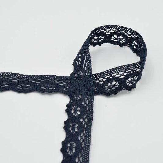 100% Cotton lace - 3 cm dark blue