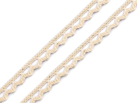 Image with 100% cotton lace - 9 mm natural – available at Šarlotes audumi