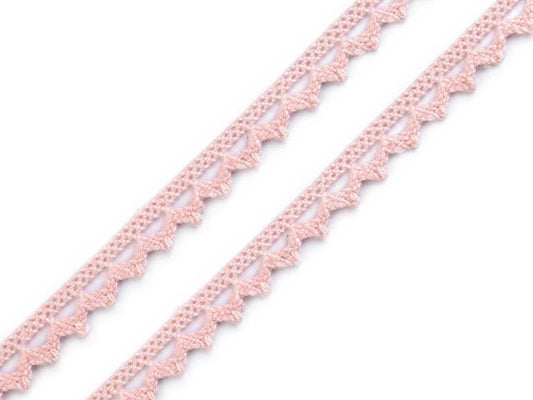 Image of 100% cotton lace 9 mm - pink – available at Charlotte's Fabrics
