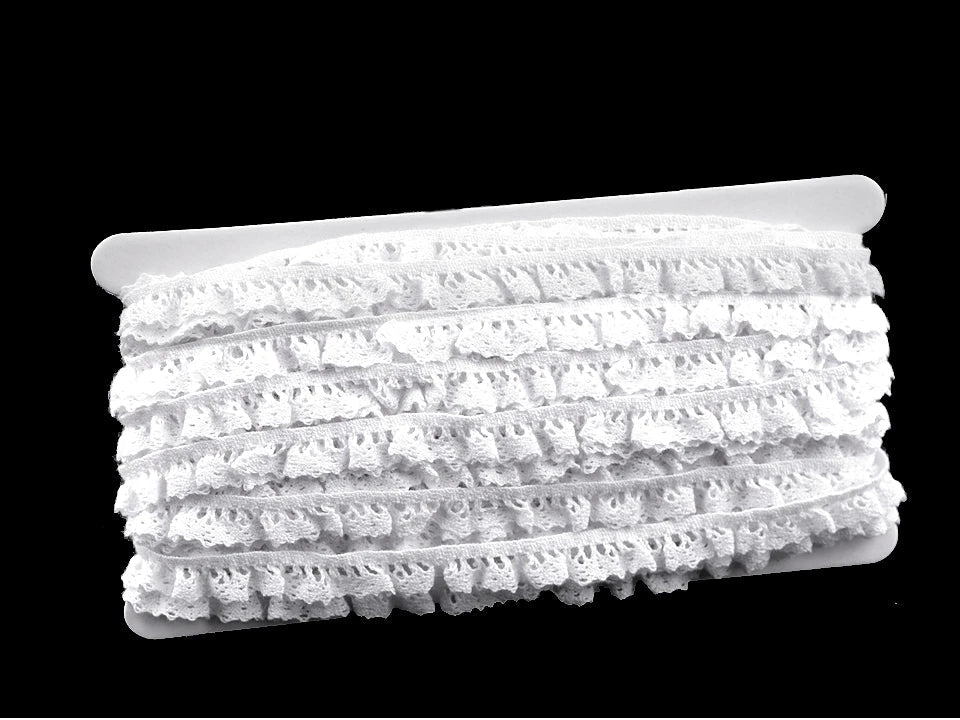 Image of 100% cotton lace - trim 1 cm - white – available at Šarlotes audumi