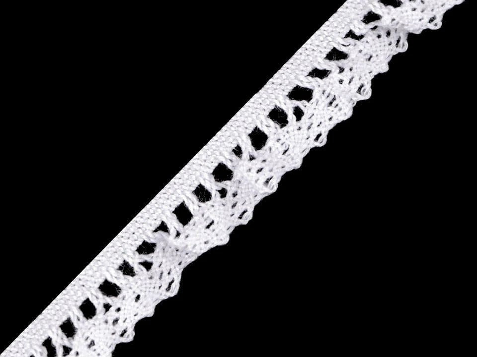 Image with 100% cotton lace trim - 1 cm - white – available at Šarlotes audumi