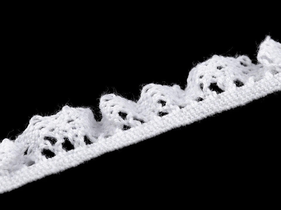 Image of 100% cotton lace trim - 1 cm - white – available at Šarlotes audumi