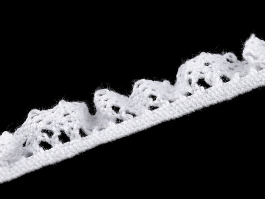 Image of 100% cotton lace trim - 1 cm - white – available at Šarlotes audumi