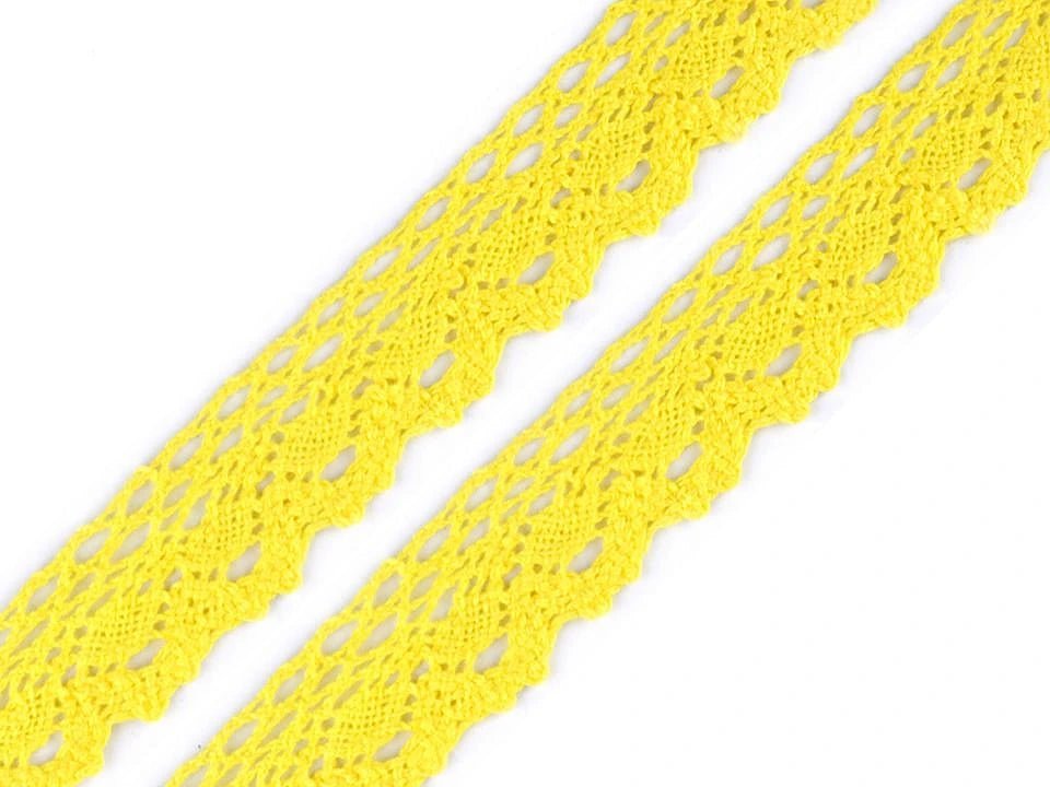 Attēls ar 100% Kokvilnas mežģīne|2,8 cm| dzeltena – pieejams internetā Šarlotes audumi