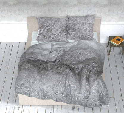 100% Cotton sateen - abstract pattern on a gray background 220 cm 125 g/m²