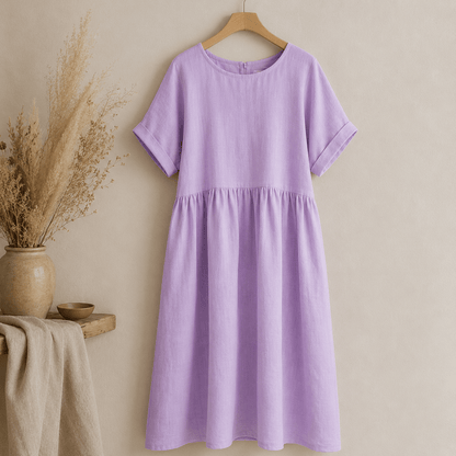 Image of 100% soft linen fabric, lilac purple, 165 g/m² – available at Šarlotes audumi