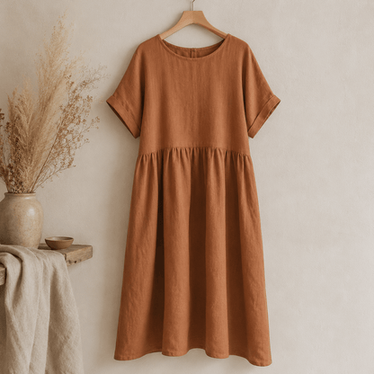 Attēls ar 100% Mīkstināts lina audums-konjaks 165 g/m² – pieejams Šarlotes audumi