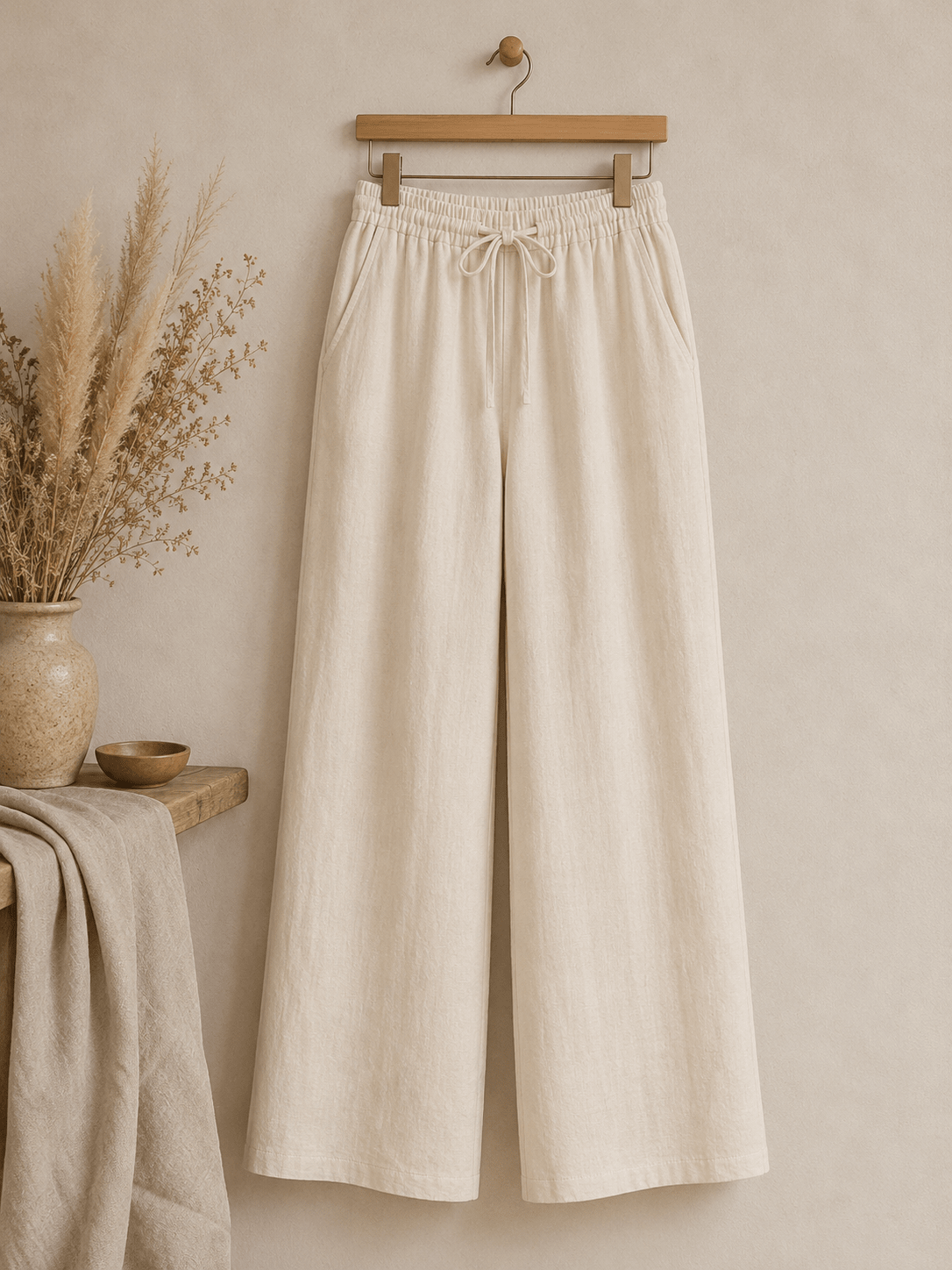 Image of 100% softened linen fabric, soft creamy, 165 g/m² – available at Šarlotes audumi