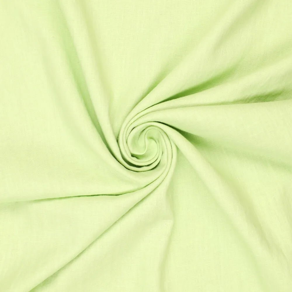 Image with 100% softened linen fabric - spring green 165 g/m² – available at Šarlotes Audumi