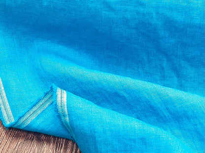 100% Softened linen, lagoon blue 205 g/m²